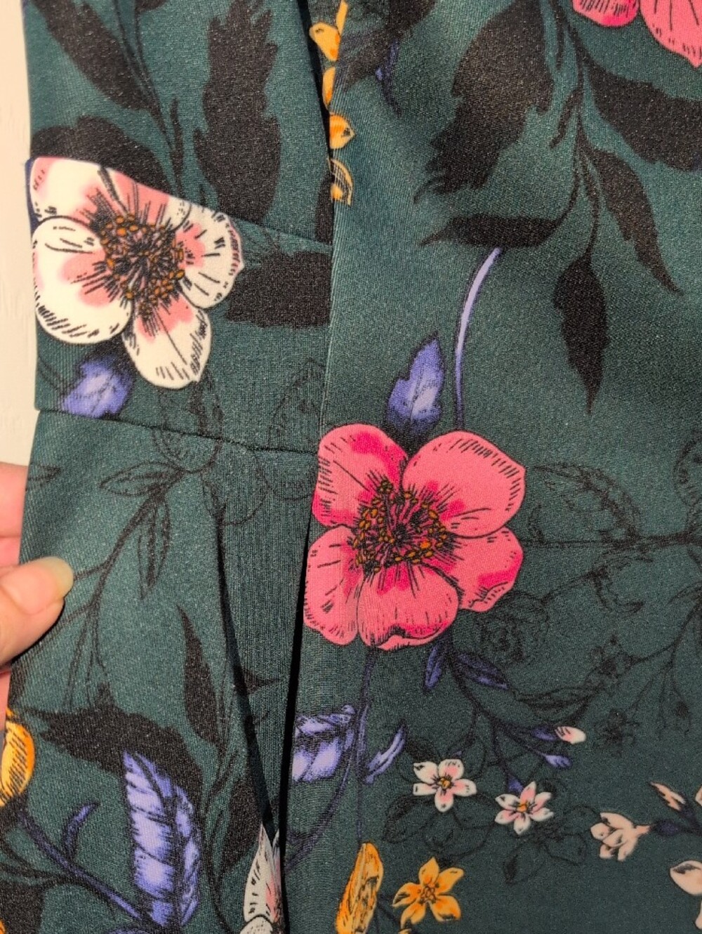 Vince Camuto Dark Green Lined Floral Dress - Picture 4 of 11